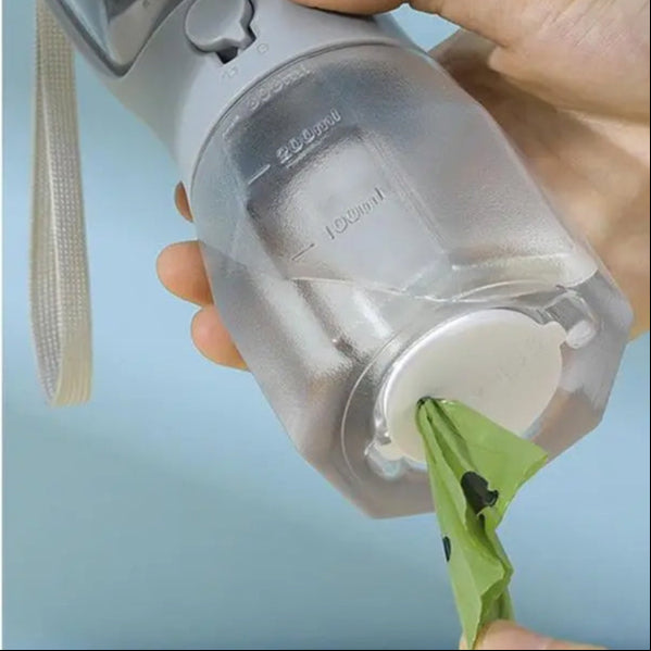 PawGo™ 3-in-1 Water Bottle with Food Container & Poop Bag Holder
